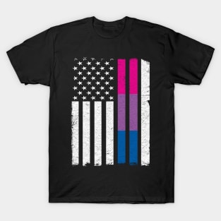 US Flag American LGBT Bisexual Funny Bi Pride T-Shirt